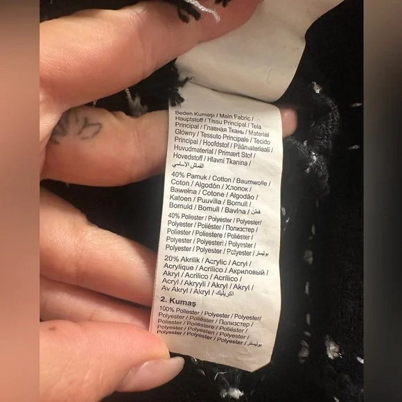 Trendyol Black and White Tweed Fabric| size 38EU - Picture 3 of 5